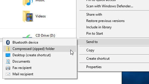 Steps to compress files on a computer